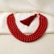 Handcrafted Jewelry Red Beaded Layered Necklace